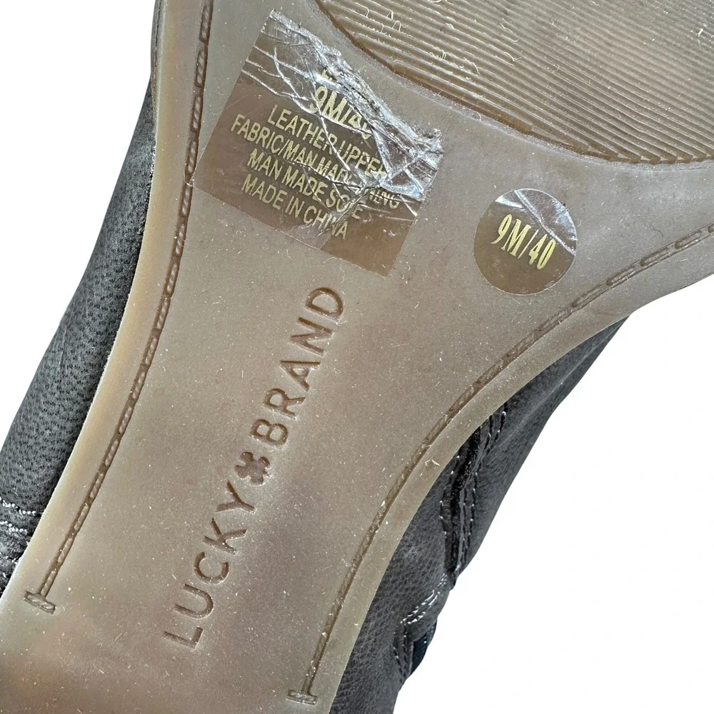 Lucky Brand Womens Brown Leather Peep Toe Block Heel Slingback Booties Size 9M